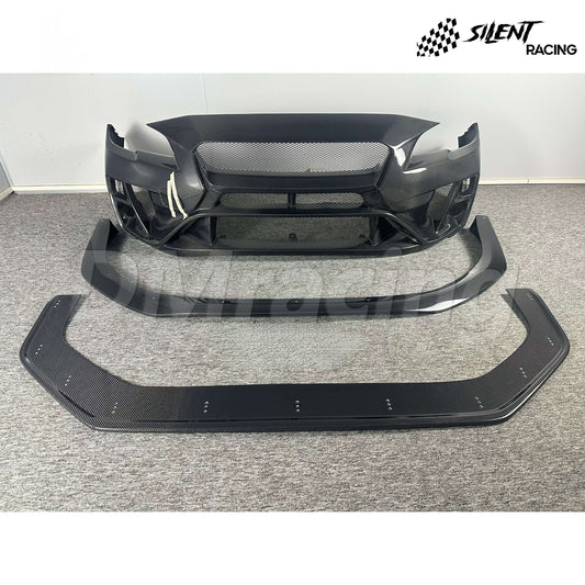 VARIS Style Carbon Fiber Front Bumper + Lip + Splitter - Subaru WRX/STI (15-21)